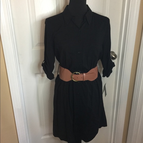 Iz Byer Dresses & Skirts - NWT Black Button Down Dress w/ Belt
